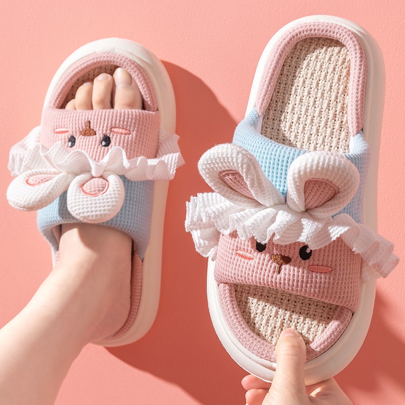 Dép Đi Trong Nhà Bằng Vải Lanh Cotton Chống Trượt Hình Thỏ Dễ Thương 2022