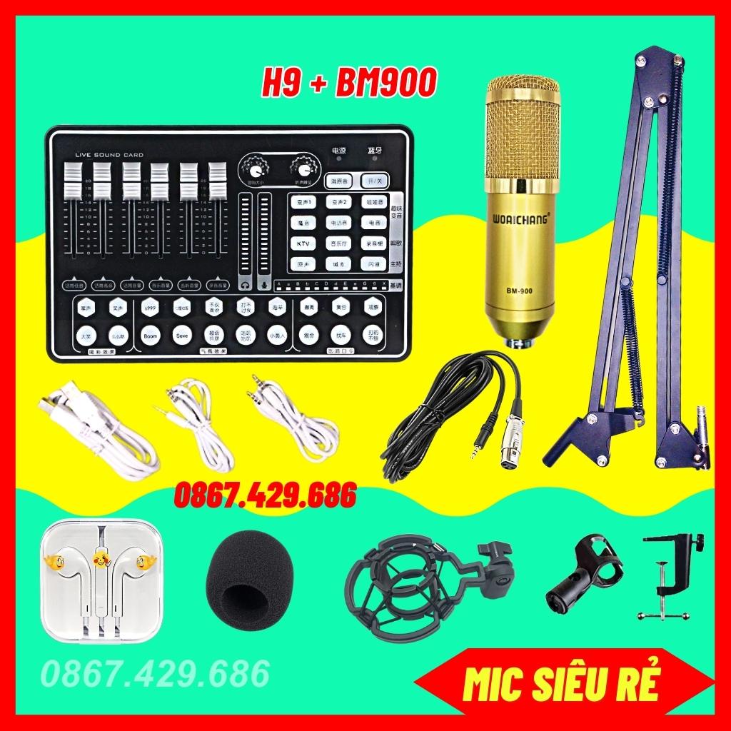 Trọn Bộ Mic Thu Âm, Livstream sound card H9 & Micro BM900 - BH 1 NĂM - Chất Lượng Cao, Cực Kỳ Đẳng Cấp Âm Thanh Sôi Động