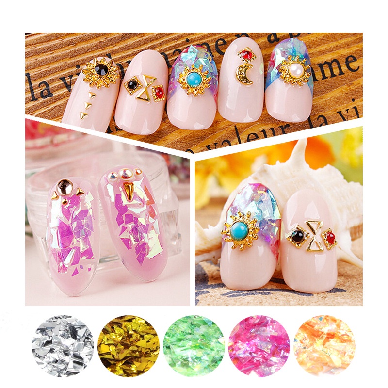 [Hàng mới về] Hộp phụ kiện kim tuyến hạt không đều trang trí móng và đồ nhựa resin epoxy thủ công 12 màu sắc tùy chọn