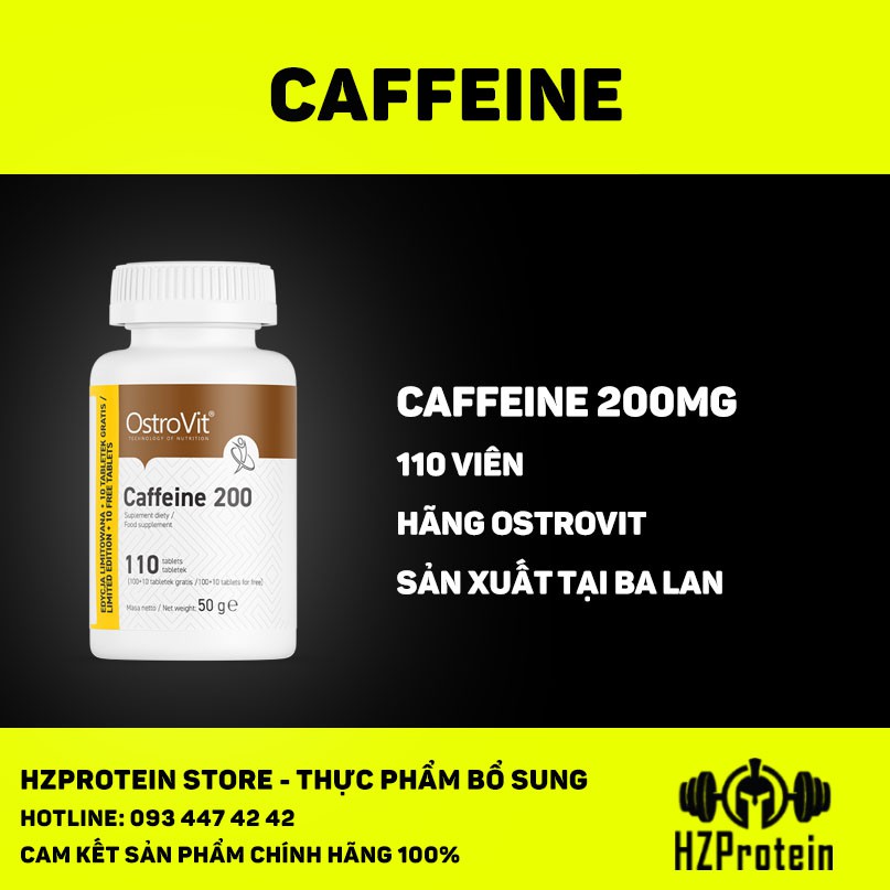 OSTROVIT CAFFEINE 200MG - VIÊN UỐNG CAFE GIÚP TỈNH TÁO, TẬP TRUNG, DÙNG KÈM CÁC ĐƠN CHẤT TRƯỚC TẬP