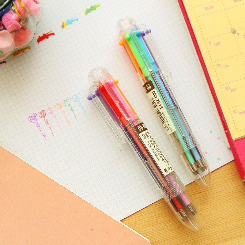 Set 2 bút bi 6 màu tiện lợi dễ thương