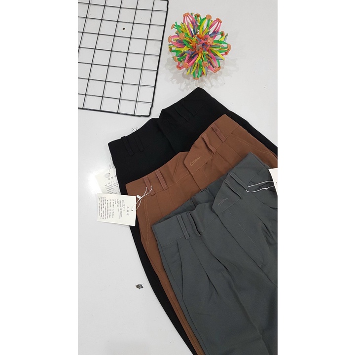 Quần Baggy vải xắn gấu cạp V - Hàng Quảng Châu