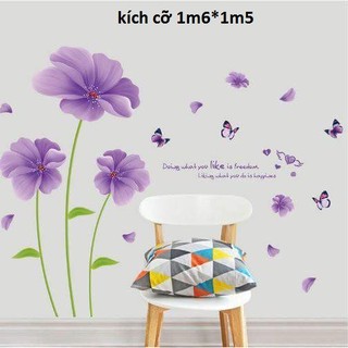 decal dán tường hoa tím
