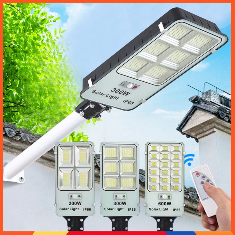 [600W] Đèn Năng Lượng Mặt Trời 200W - 600W , Đèn Đường , Sân Vườn .Đèn Cảm Biến Tự Động Sáng Với Điều Khiển Từ Xa