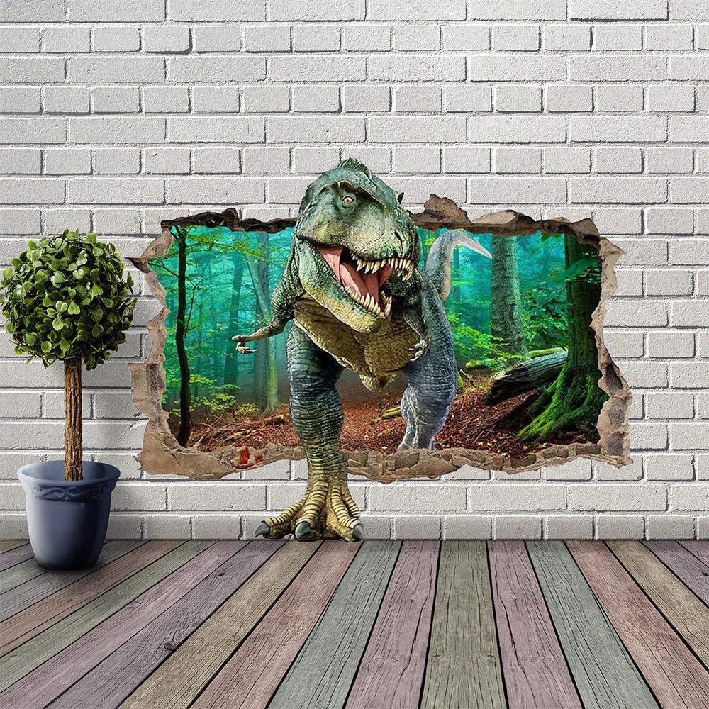 Sticker Dán Tường Họa Tiết Khủng Long 3D Dễ Thương Bắt Mắt