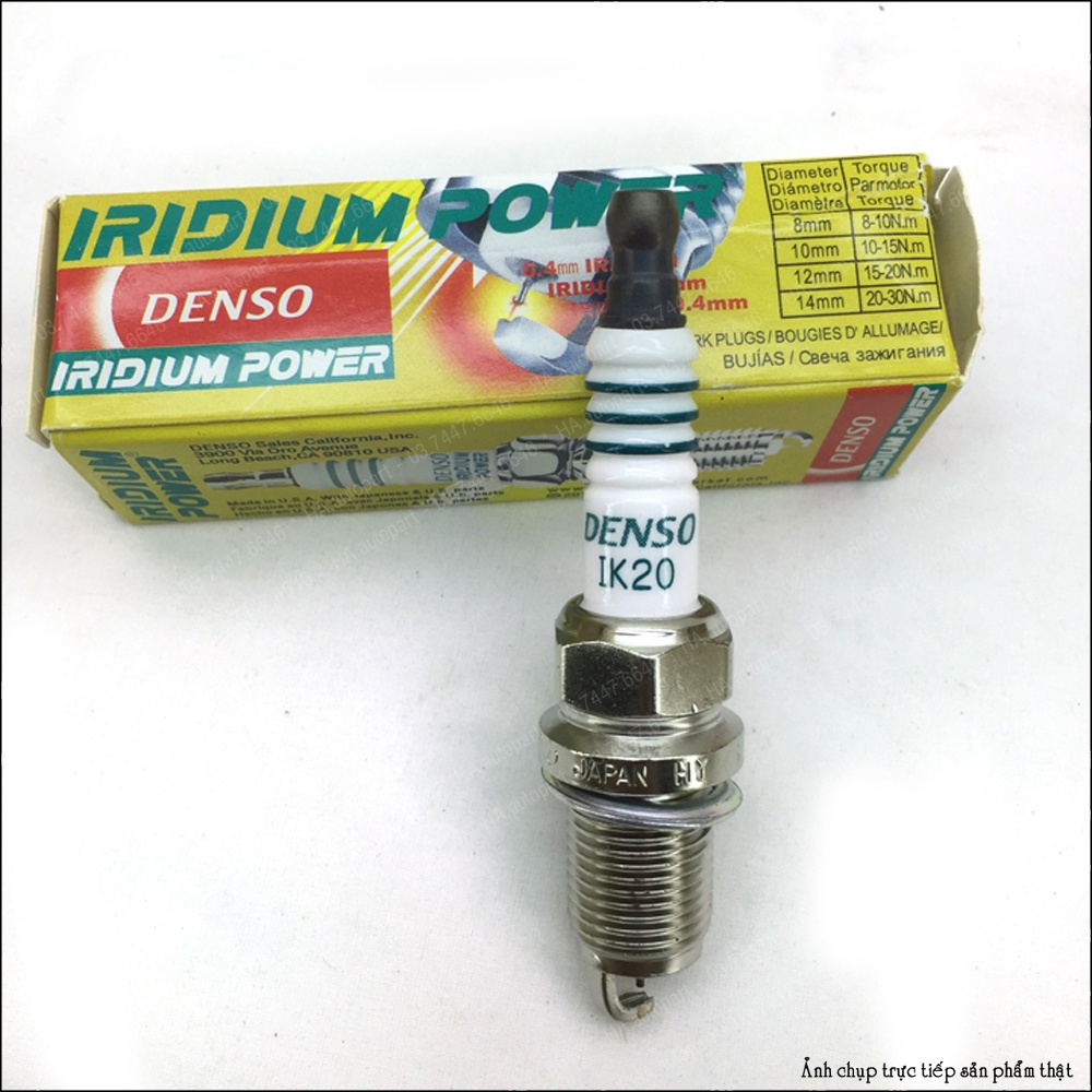 Bugi Denso Iridium Power IK20. Bugi bạch kim chân ngắn dùng cho các loại ô tô.