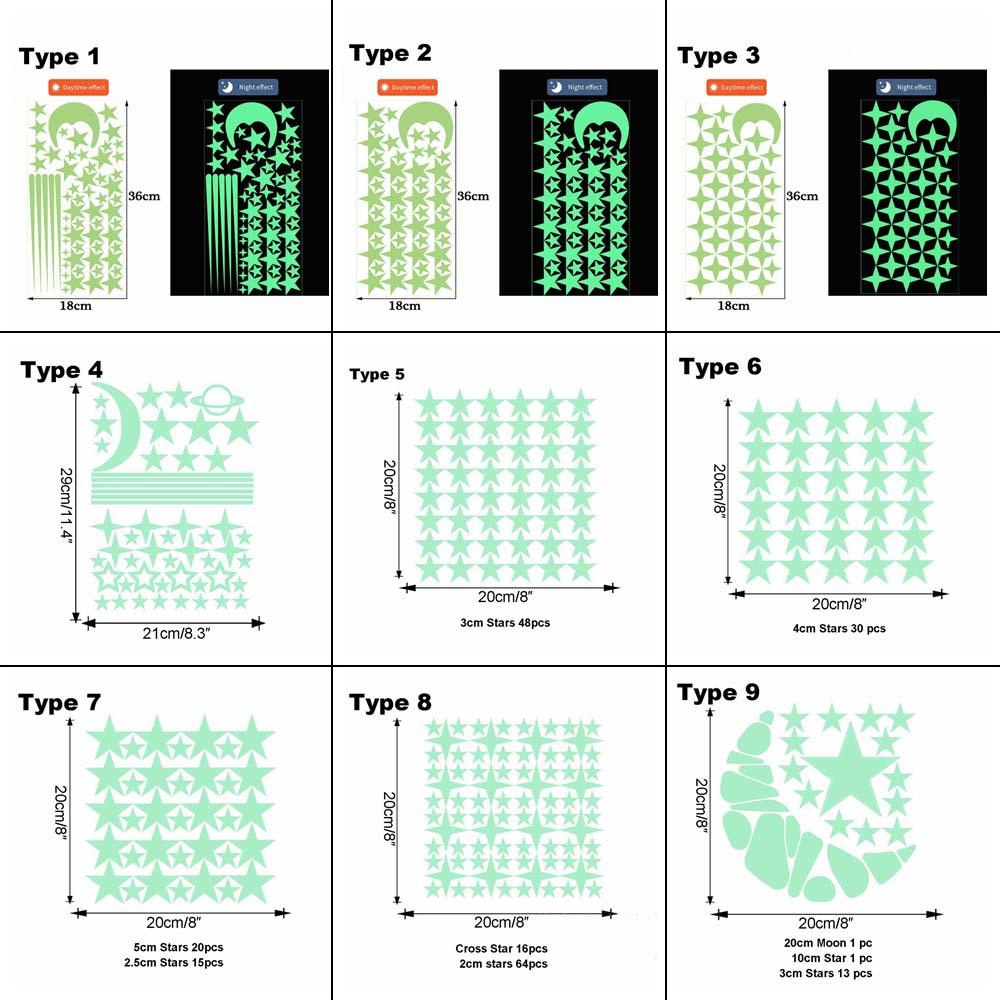 Đề Can Dán Trần Nhà Họa Tiết Ngôi Sao Dạ Quang Trang Trí Phòng Ngủ Cho Bé
