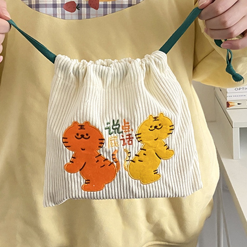 Túi Dây Rút Bằng Vải Nhung Họa Tiết Hoạt Hình Giáng Sinh Cho Nữ