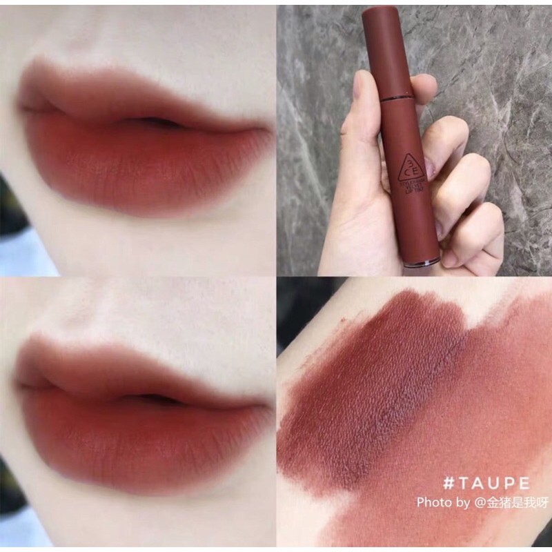 Son 3CE Velvet #Taupe - Đỏ Nâu