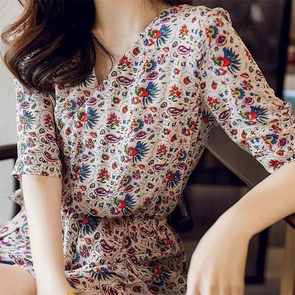Jumpsuit voan cổ chữ v in họa tiết đáng yêu thanh lịch cho nữ | BigBuy360 - bigbuy360.vn