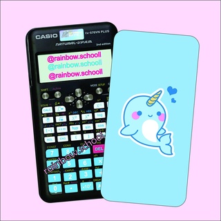 miếng dán decal in theo yêu cầu máy tính bỏ túi casio vinacal flexio cá heo dễ thương màu xanh