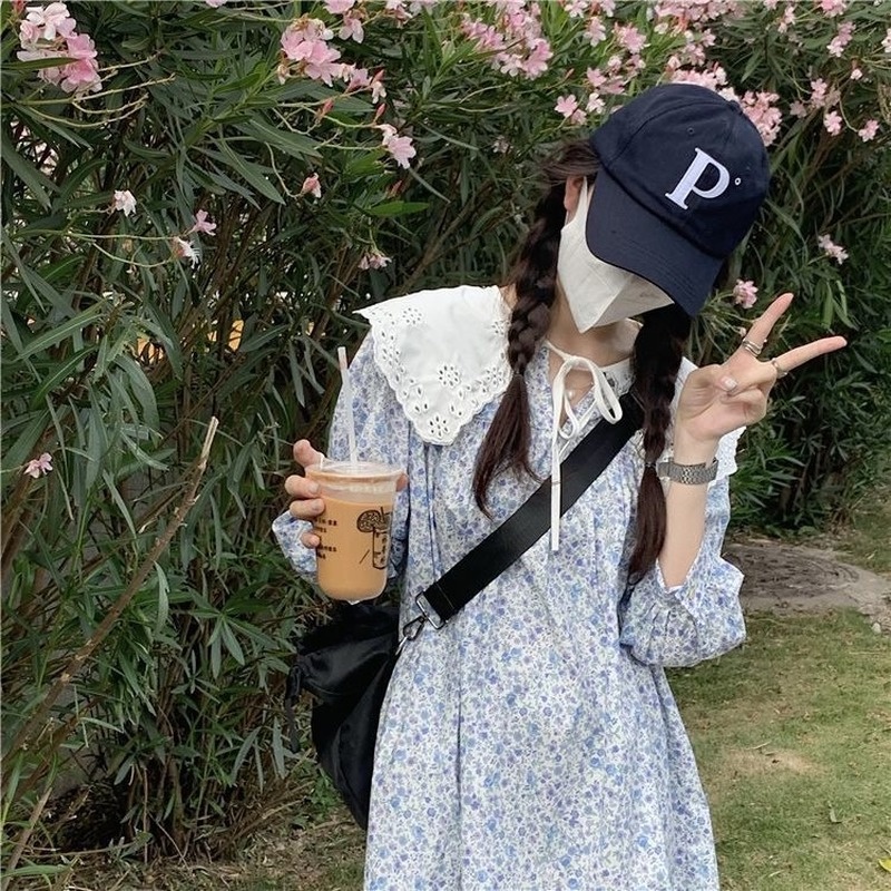 Đầm Hoa Cổ Búp Bê Phong Cách Retro Thời Trang Mùa Hè Dành Cho Nữ Sinh