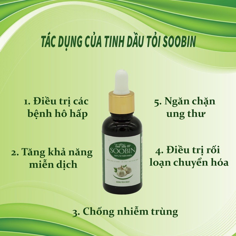 [Chính Hãng]Tinh Dầu Tỏi Soobin Lọ 30 ML Nguyên Chất ,Tăng Đề Kháng,Chống Viêm,Chữa Ho,Cảm Lạnh