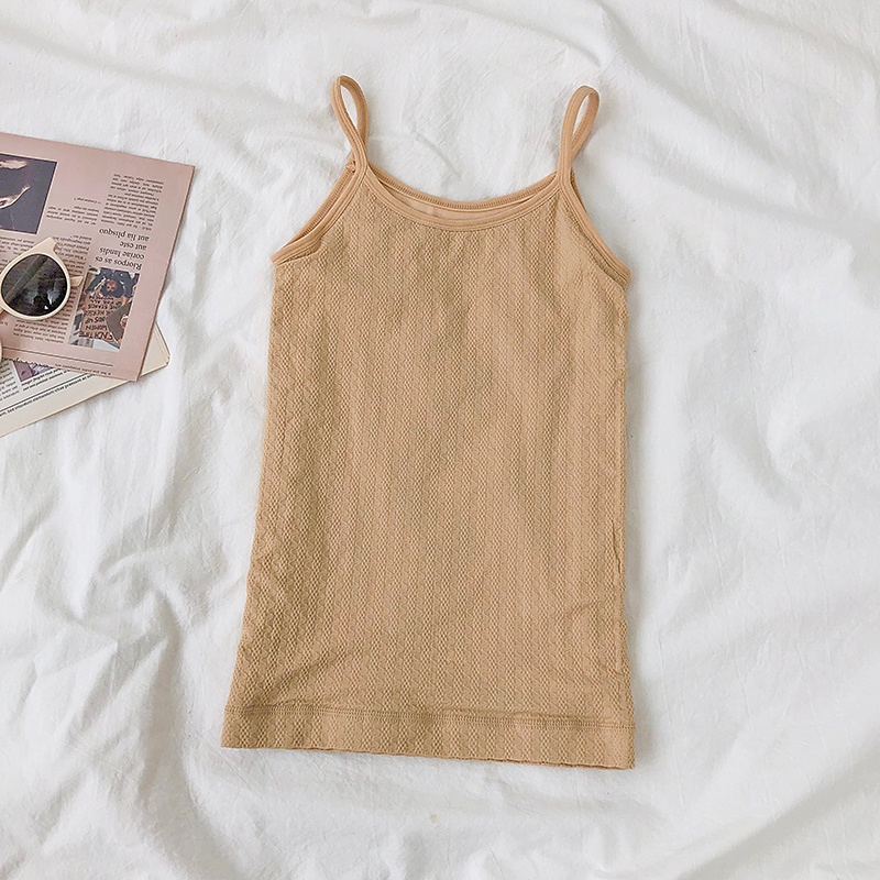 P Áo Camisole Màu Trơn Dễ Thương Phong Cách Đơn Giản Hợp Thời Trang Cho Nữ