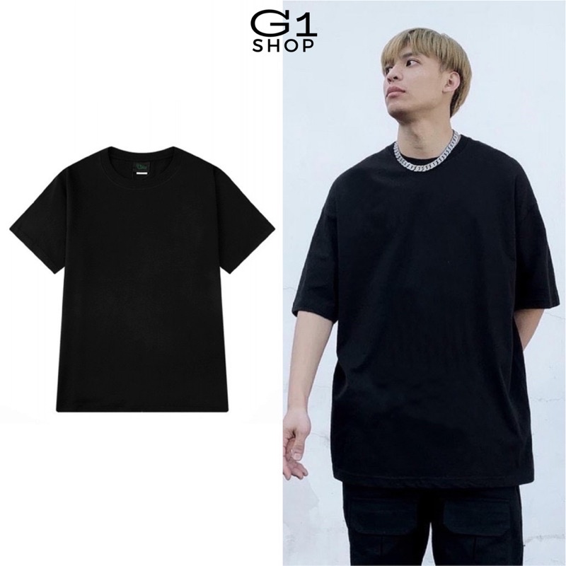 Áo thun tay lỡ G1shop Unisex form rộng vải 100% coton co dãn 4 chiều, phong cách Local Brand - Đen & Trắng trơn