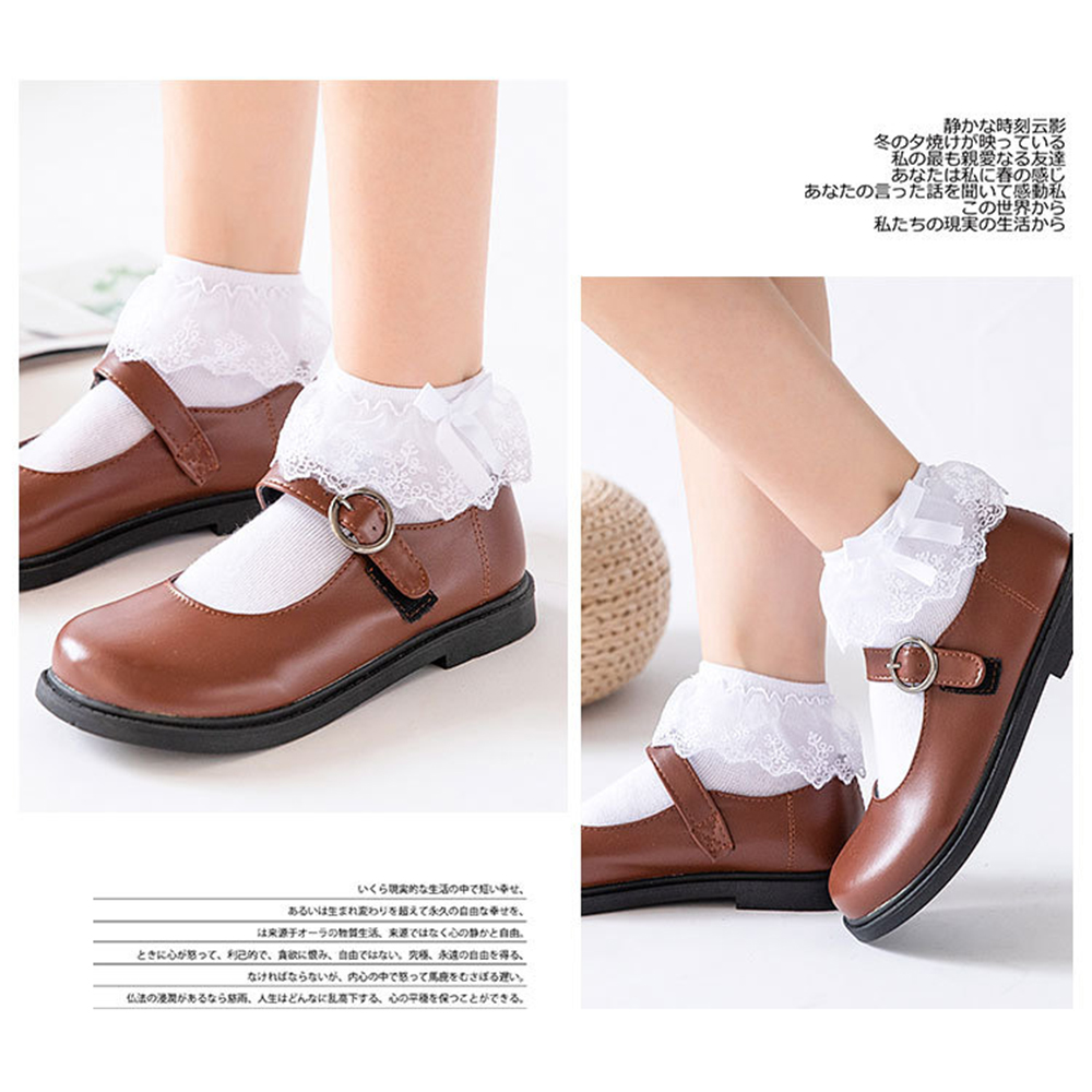 Vớ Cotton Phối Ren Đính Nơ Xinh Xắn Dành Cho Nữ