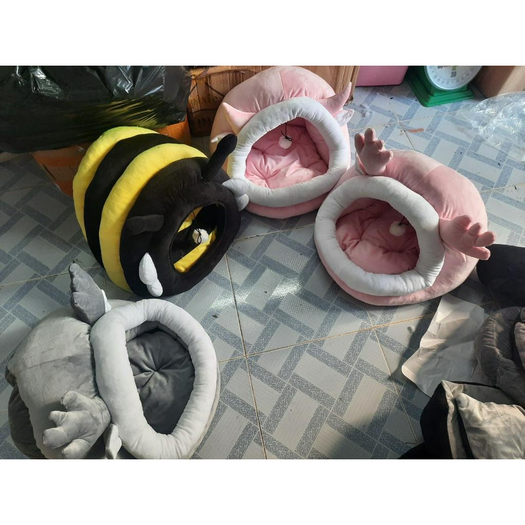 Đệm/nệm/ổ nằm cho chó mèo có mái che hình thú