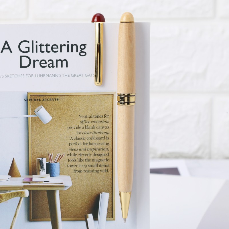 Bút bi vỏ gỗ nắp vặn thủ công cho học sinh