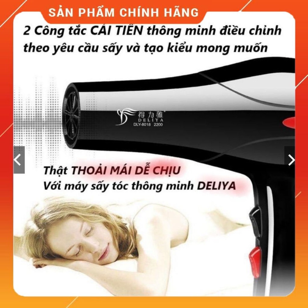 Máy Sấy Tóc Tạo Kiểu Deliya Công Suất Lớn 2200W Tặng Kèm Bộ Phụ Kiện 5 Chi Tiết