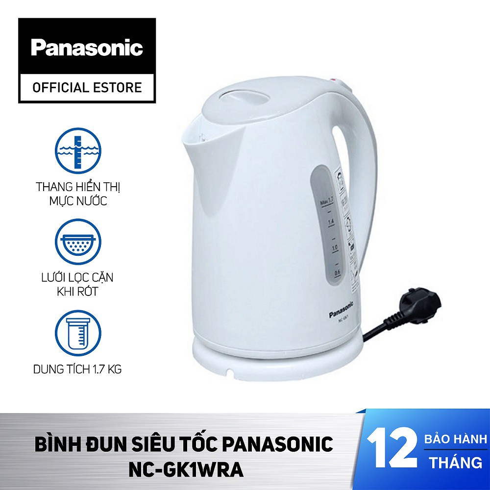 Bình đun siêu tốc Panasonic NC-GK1WRA - Hàng Chính Hãng - Trắng