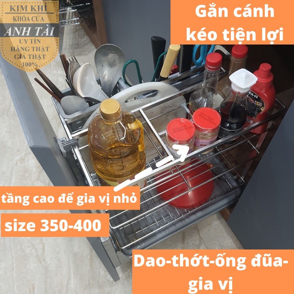 GIÁ ĐỰNG GIA VỊ và DAO THỚT INOX 304 CAO CẤP LẮP TỦ BẾP - BẢO HÀNH 5 NĂM KHÔNG HAN GỈ