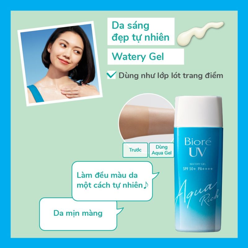 🦋giảm giá🦋 Tinh/Gel Chất Chống Nắng Biore UV Aqua Rich Watery SPF50+/PA++++ 50g/90ml