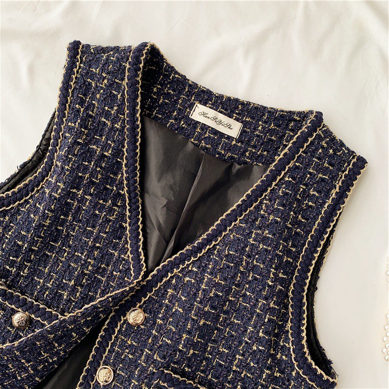 Áo ghi lê dạ tweed áo dạ cộc tay ulzzang A355