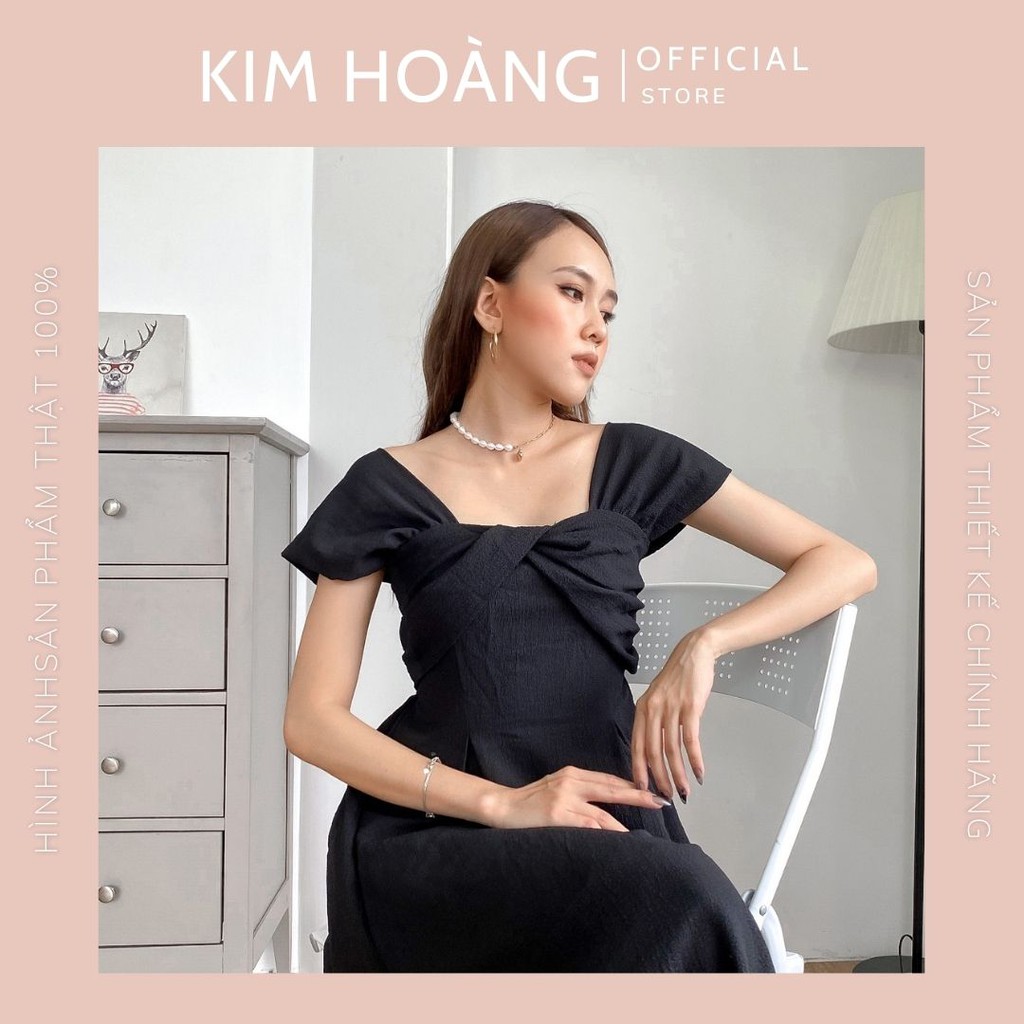 Đầm trễ vai dự tiệc dáng xuông ôm eo Kim Hoàng - Hàng Thiết Kế ( Xốp) | BigBuy360 - bigbuy360.vn