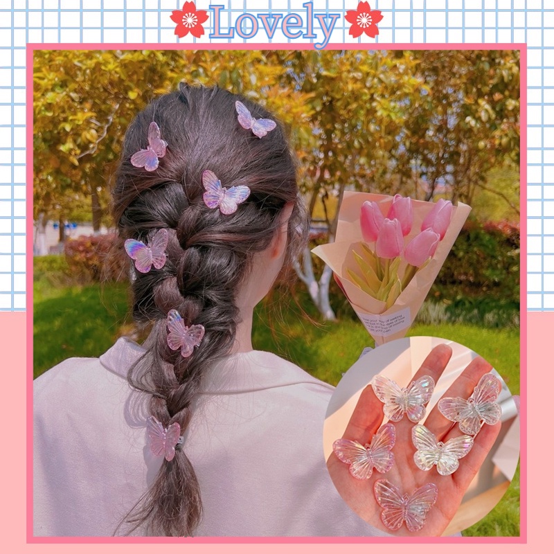 Kẹp Tóc Hình Bướm Nhỏ Trong Suốt Dễ Thương Phong Cách Hàn Quốc