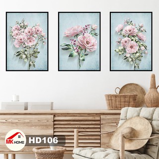 Bộ 3 Tranh Hoa Hồng HD106 | Tranh Canvas Cao Cấp | Tranh Treo Phòng Khách | Tranh Phòng Ngủ
