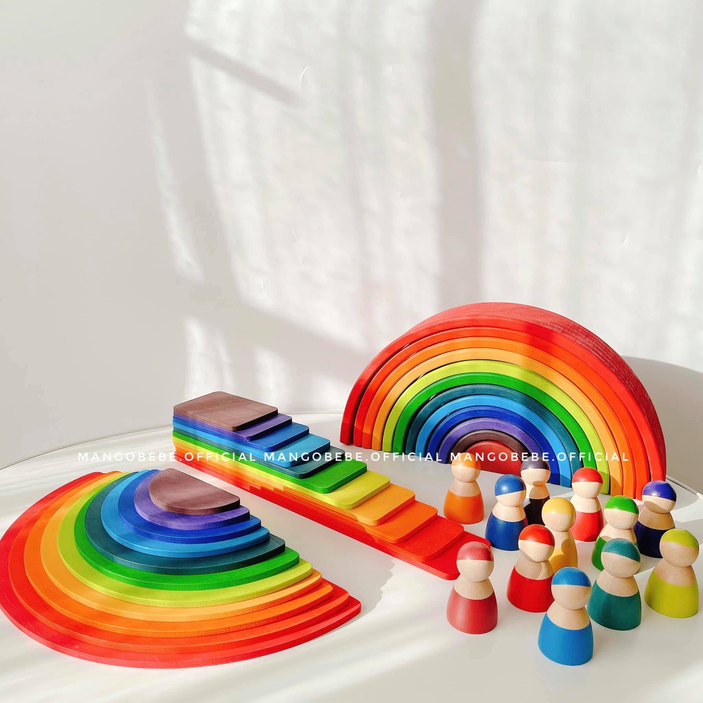Bộ đồ chơi Montessori Cầu Vồng gỗ Bán Nguyệt
