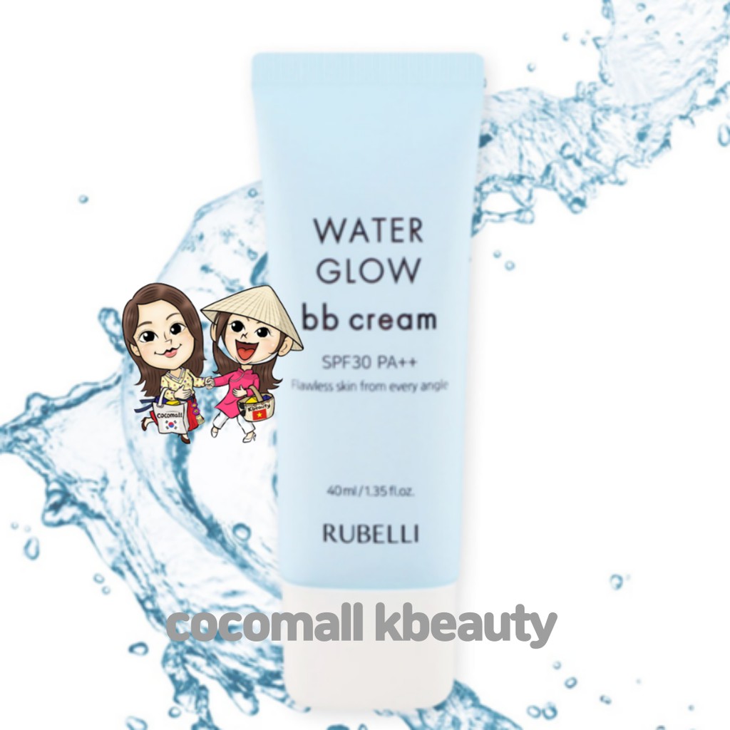 Kem nền Rubelli Water Glow BB Cream SPF30 PA++ Trang Điểm Che Phủ Da Trắng Mịn Màng Coco Mall KBeauty TẶNG 1 MÚT TÁN KEM