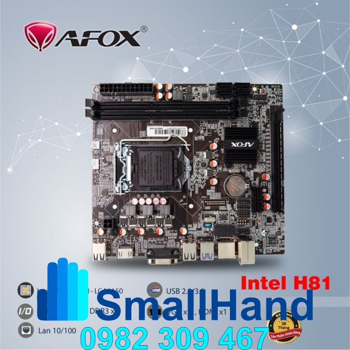 Mainboard – Bo mạch chủ PC | Main Afox H81 | LGA1150 hỗ trợ chip Intel socket 1150 – Chính hãng – Bảo hành 2 năm