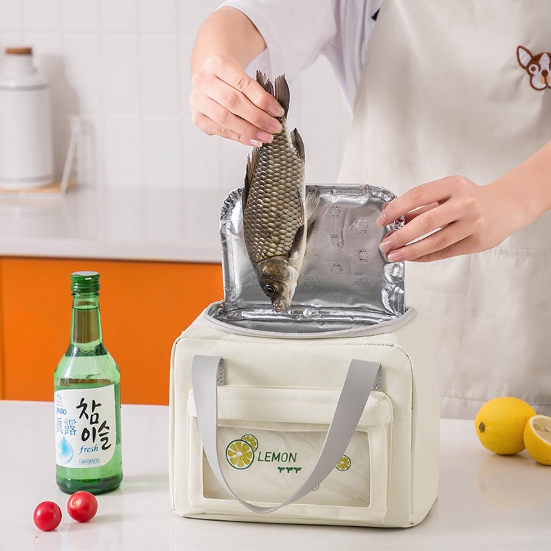 Túi giữ nhiệt đựng hộp cơm trưa sức chứa lớn phong cách Nhật Bản mới