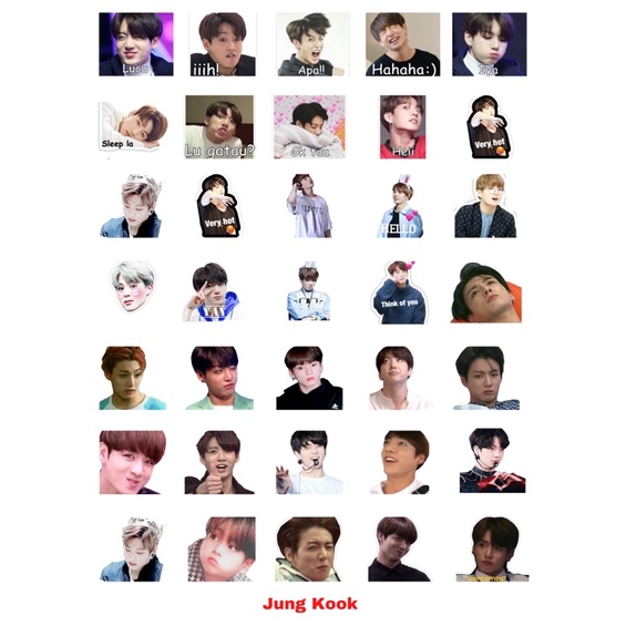 Combo sticker BTS theo từng thành viên siêu cute mlem mlem cắt sẵn