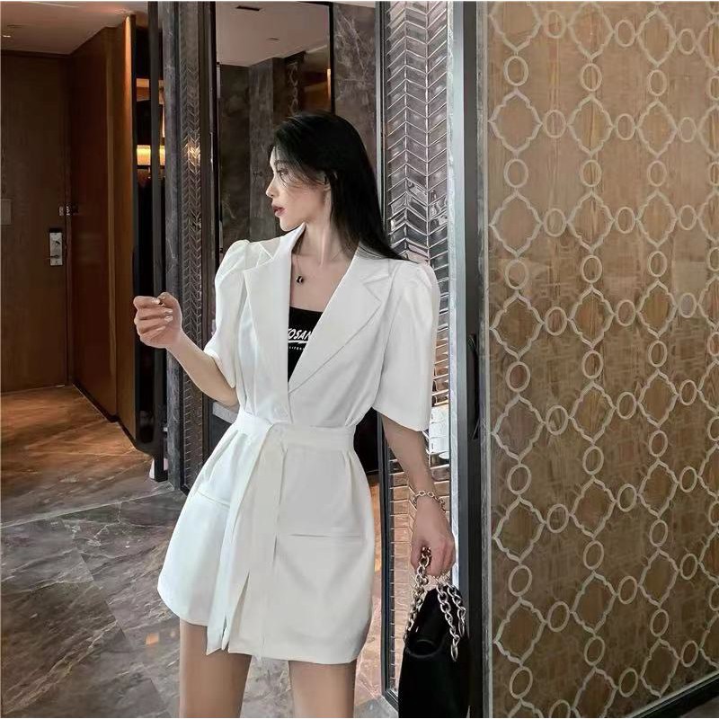 Áo vest nữ blazer tay ngắn quảng châu [VIDEO + ẢNH THÂT] 2  màu trắng và đen phong cách Hà Quốc, ulzzang A98 | BigBuy360 - bigbuy360.vn