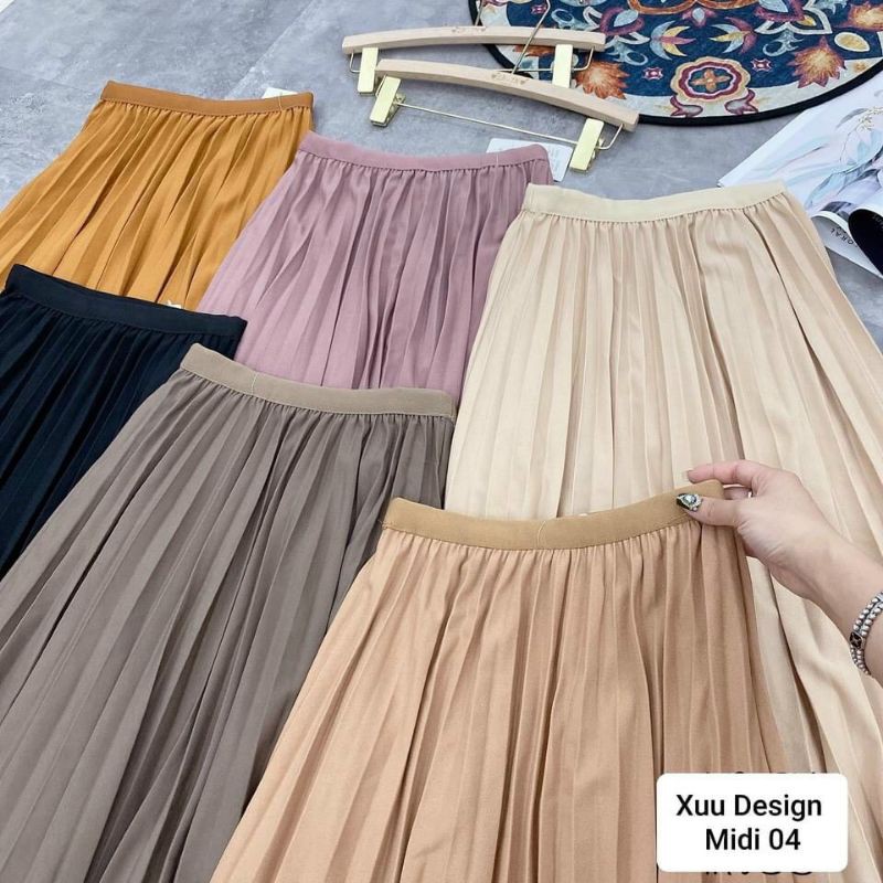 Chân váy dập ly 2 mặt hàng QC