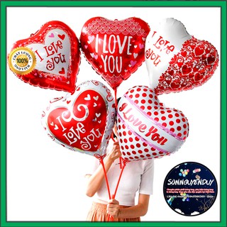 Bóng Bay Trái Tim Tráng Nhôm In Chữ I Love You - Màu Trắng, Đỏ, hồng