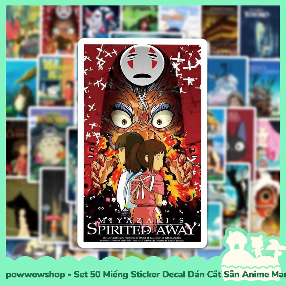 [Sẵn VN - Hỏa Tốc] Set 50 Miếng Sticker Decal Cắt Sẵn DIY Dán Trang Trí Vật Dụng Mẫu Anime Manga Famous Poster Film
