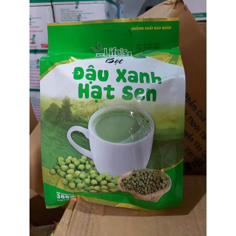 Bột Đậu Xanh Hạt Sen Uống Liền 300g (25gx12 gói)