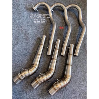 cổ pô  2 khúc 304 gắn lon tăng cho  xe ex150