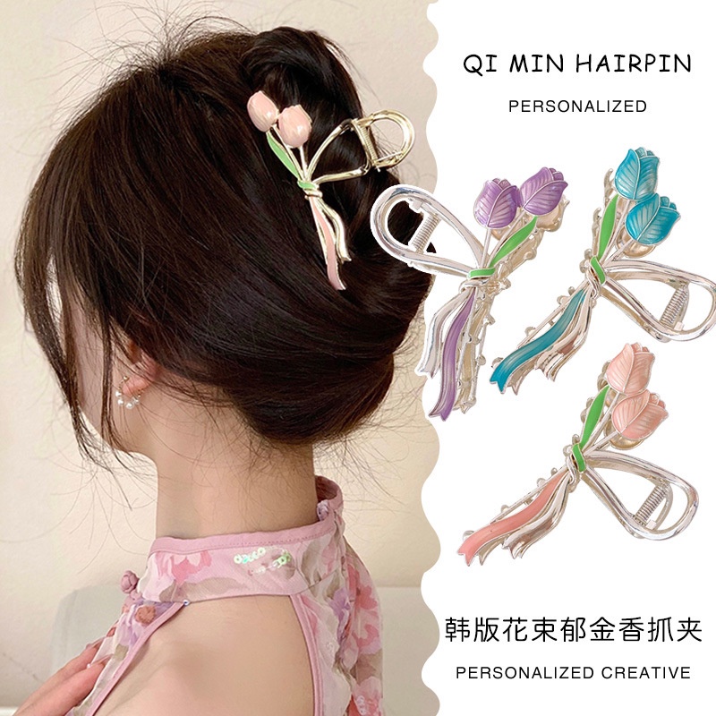 Kẹp TóC HìNh Hoa Tulip BằNg Kim LoạI ThờI Trang Cho Nữ