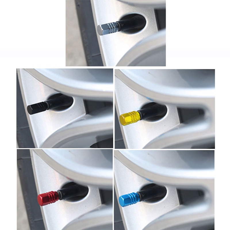 Bộ 4 Nắp Van Bánh Xe Hơi Đường Kính 9mm Bằng Hợp Kim Nhôm Chống Bụi Dùng Trang Trí Ốp