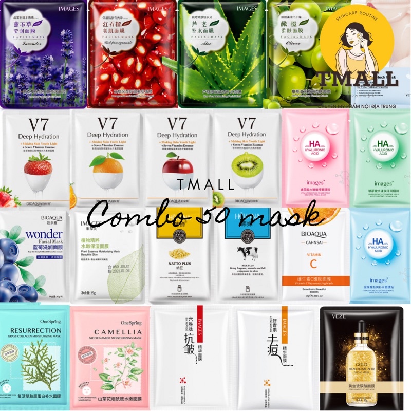 Combo 50 mặt nạ dưỡng da cao cấp mask nội địa Trung sỉ tận gốc