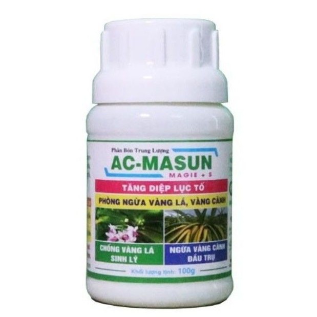 Phân Bón Trung Lượng AC-MASUN (Magie + S) Giúp Tăng Diệp Lục, Phòng Ngừa Vàng Lá, Vàng Cành - 100g
