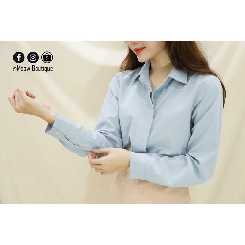 [Ảnh thật tự chụp] Sơ Mi Giấu Nút công sở Meow Boutique | BigBuy360 - bigbuy360.vn