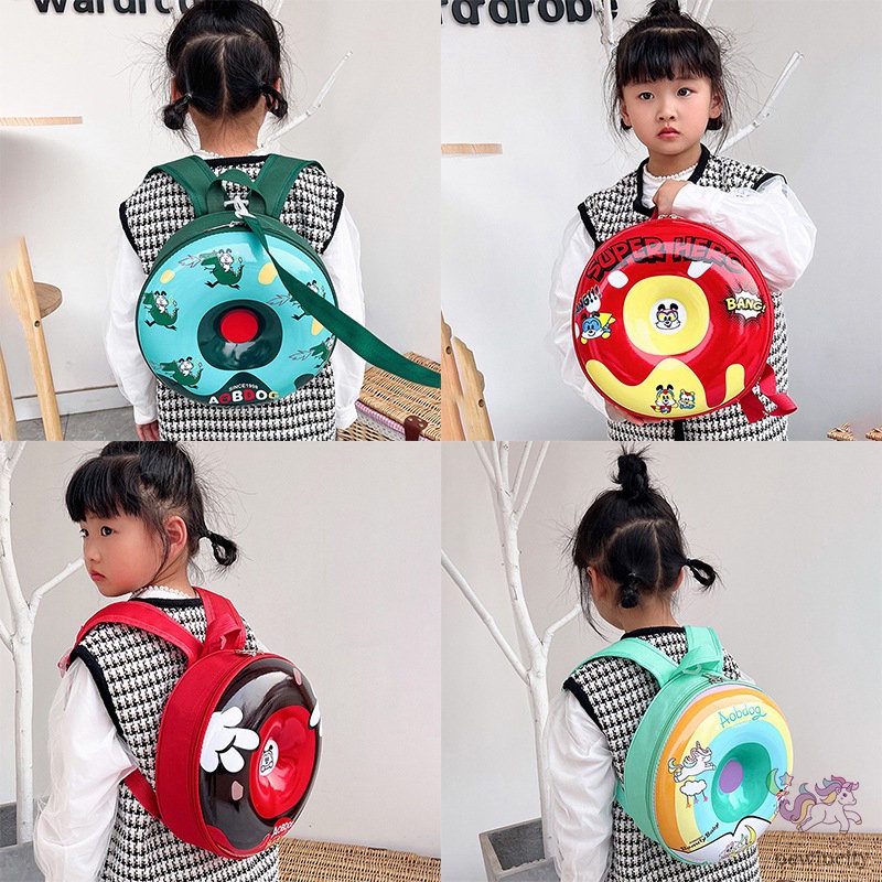 Balo Đi Học Hình Tròn Họa Tiết Hoạt Hình Phong Cách Hàn Quốc Cho Trẻ Em