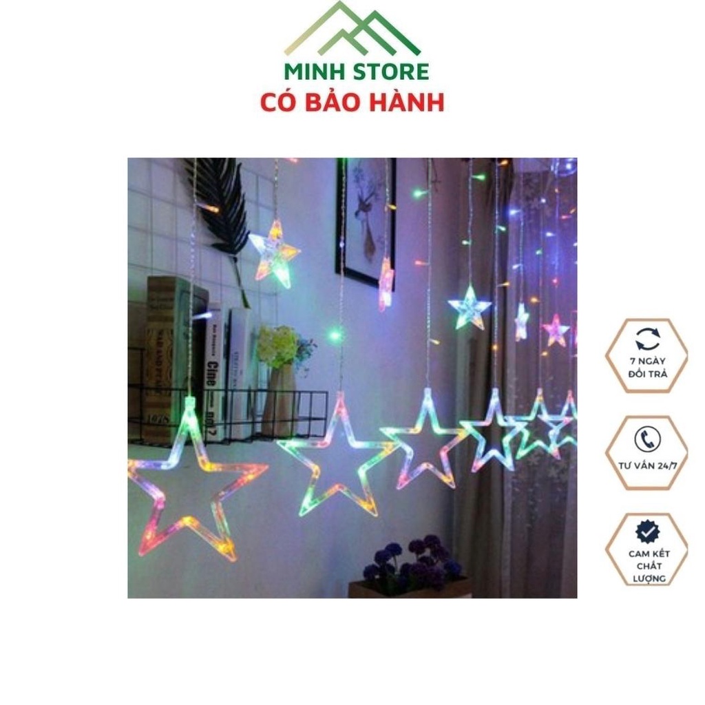 Đèn Led Trang Trí Hình Ngôi Sao Dạng Đèn Mành 12 bóng Gồm 6 Sao Lớn 6 Sao Nhỏ,7 sắc cầu vồng Sinh Nhật Sự Kiện