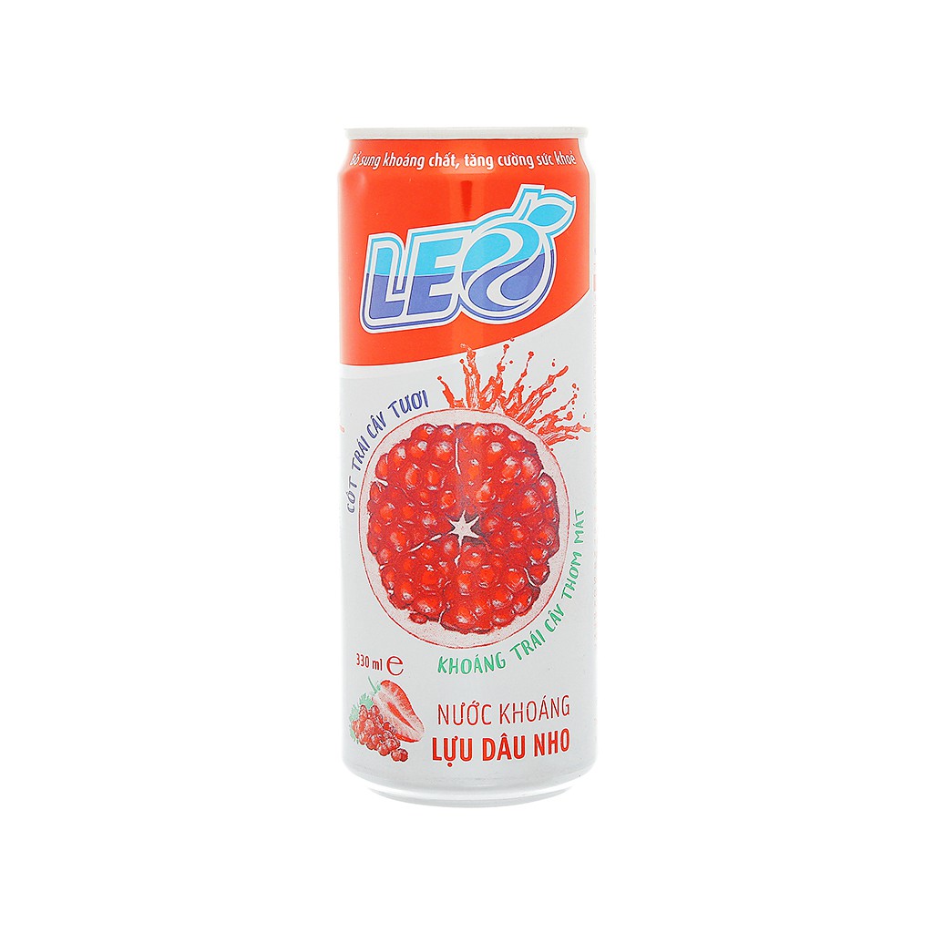 6 CHAI Nước khoáng có ga Leo vị lựu dâu nho 330ml