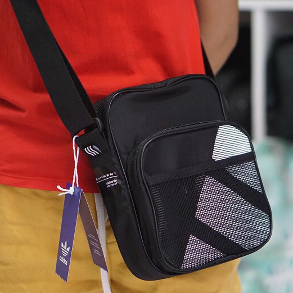 Túi đeo chéo mini EQT vải dù phối lưới lưới chống nước thời trang thể thao